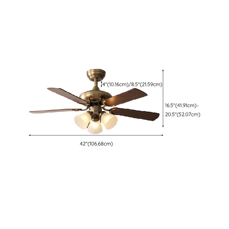 Nordic Style Ceiling Fan Lamp Brown Ceiling Fan Light with Glass Shade for Bedroom