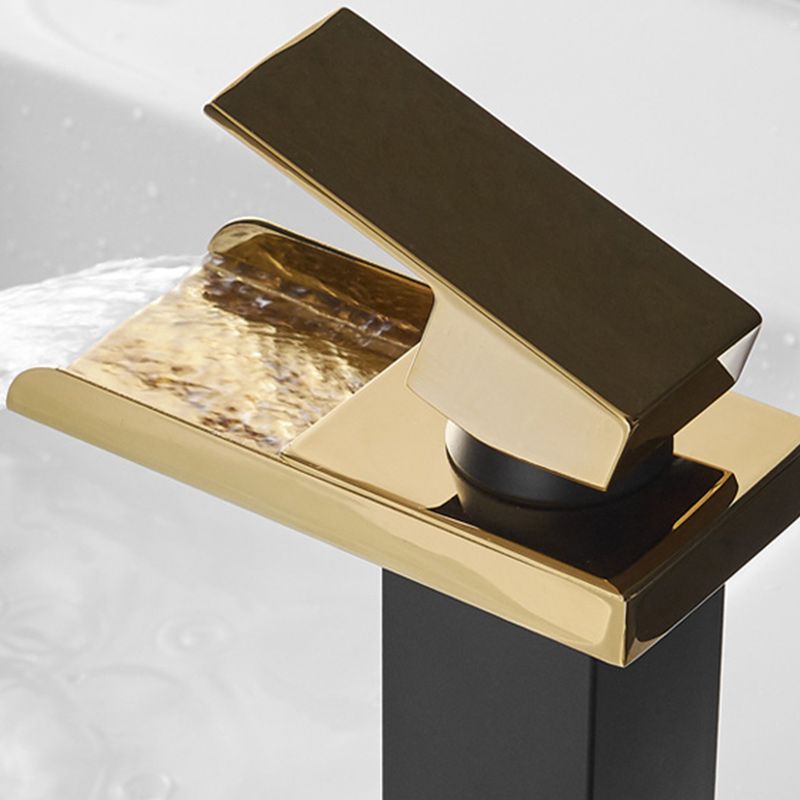 Waterfall Spout Vessel Sink Faucet Lever Handle Square Vessel Faucet