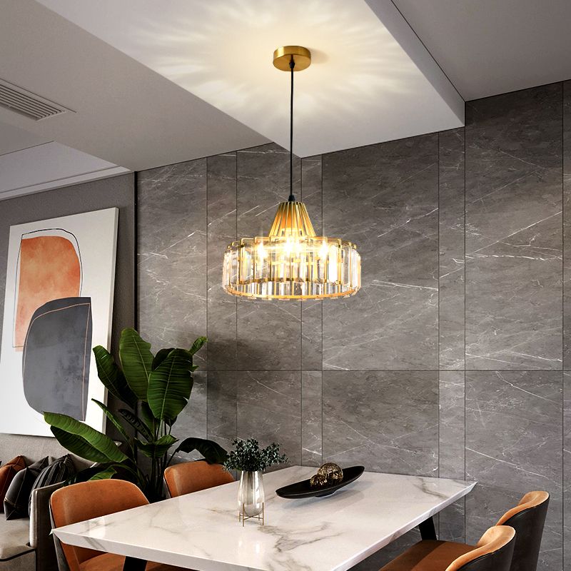 Postmodern Style Crystal Pendant Light Geometric Hanging Pendant for Bedroom