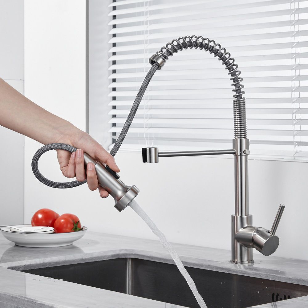 Modern Kitchen Faucet Brass Lever Handles Pre-Rinse High-Arc Kitchen Faucet