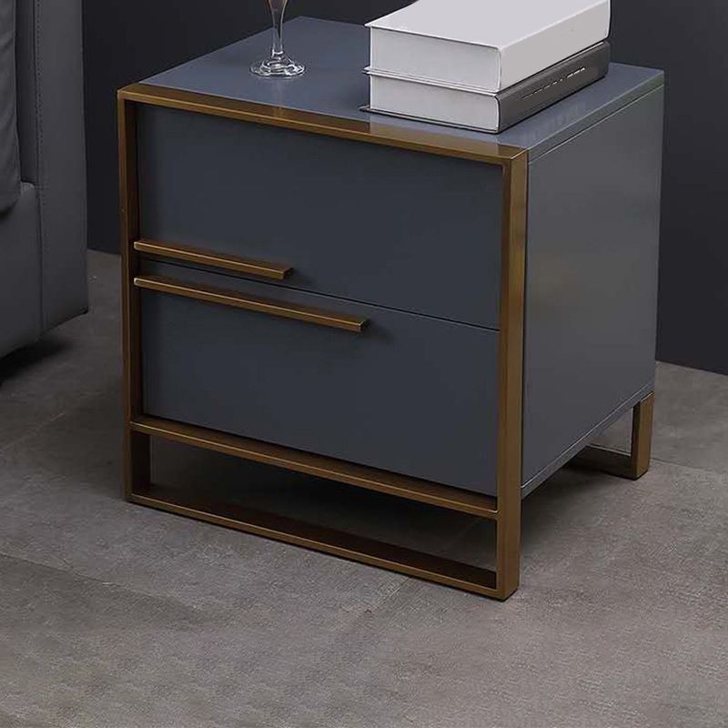 Modern Style Metal Frame Solid Wood Top White/black/gray Nightstand