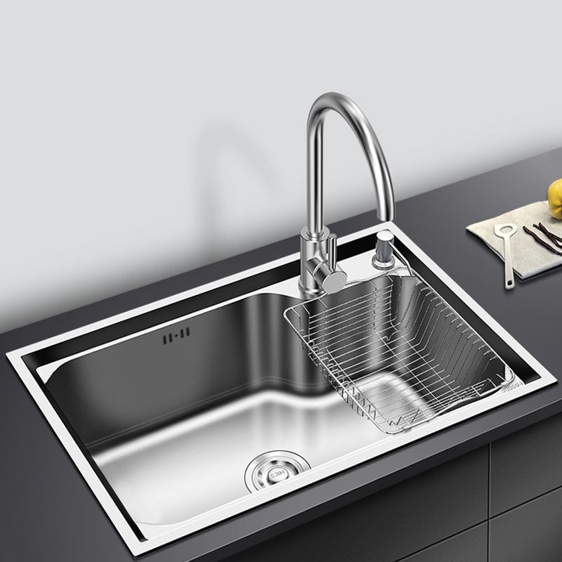 Modern Kitchen Sink Stainless Steel with Basket Strainer and Faucet Workstation Sink