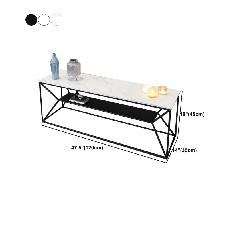 Contemporary Style TV Stand 2-shelf Open Storage TV Media Stand