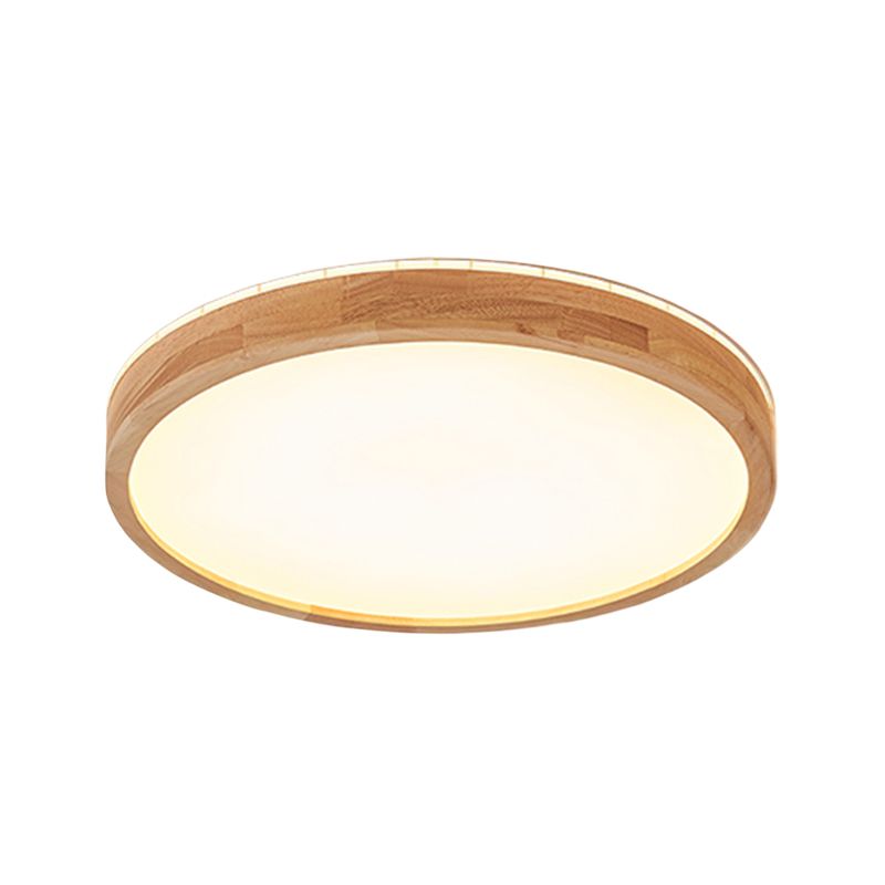 Brown Geometric Shape Flush Mount Nordic Style Wood Ceiling Light Fixture for Living Room