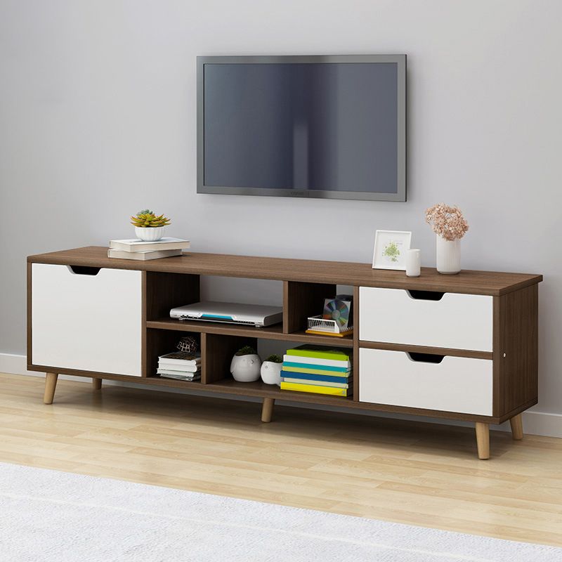 Open Shelving TV Media Stand Scandinavian TV Media Console with Drawers