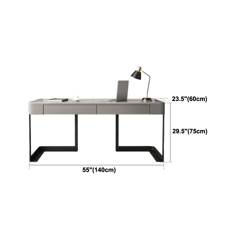 Modern Style Office Desk Sintered Stone 2-drawer Desk for Home