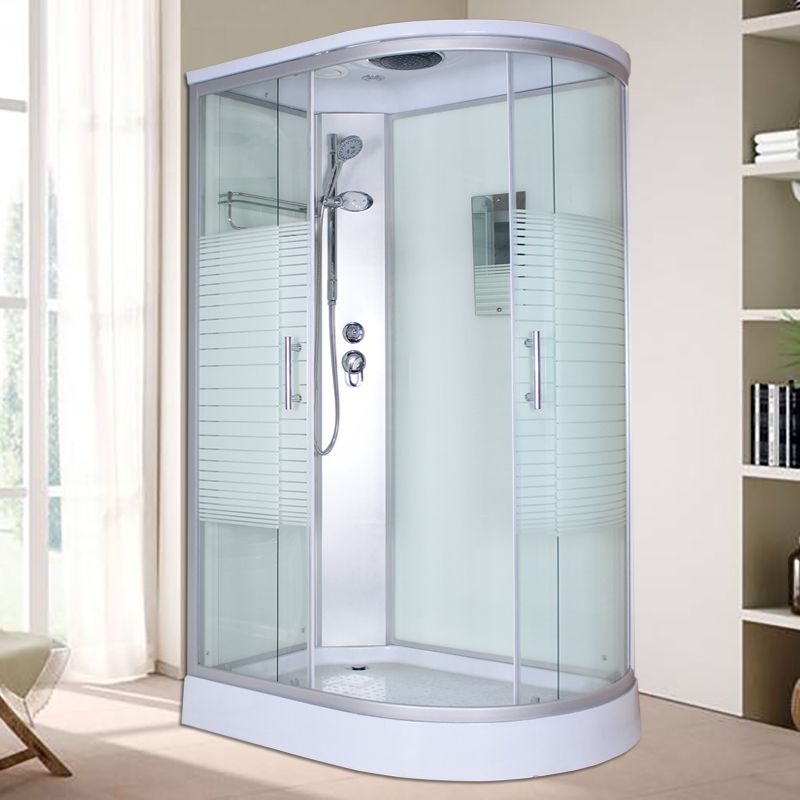 Corner Tempered Glass Shower Stall Home Round Double Sliding Shower Stall