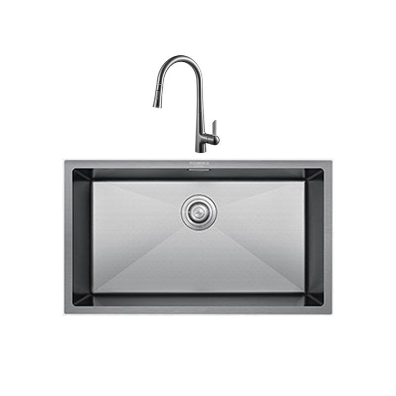 Contemporary Style Kitchen Sink Stainless Steel Kitchen Sink with Basket Strainer