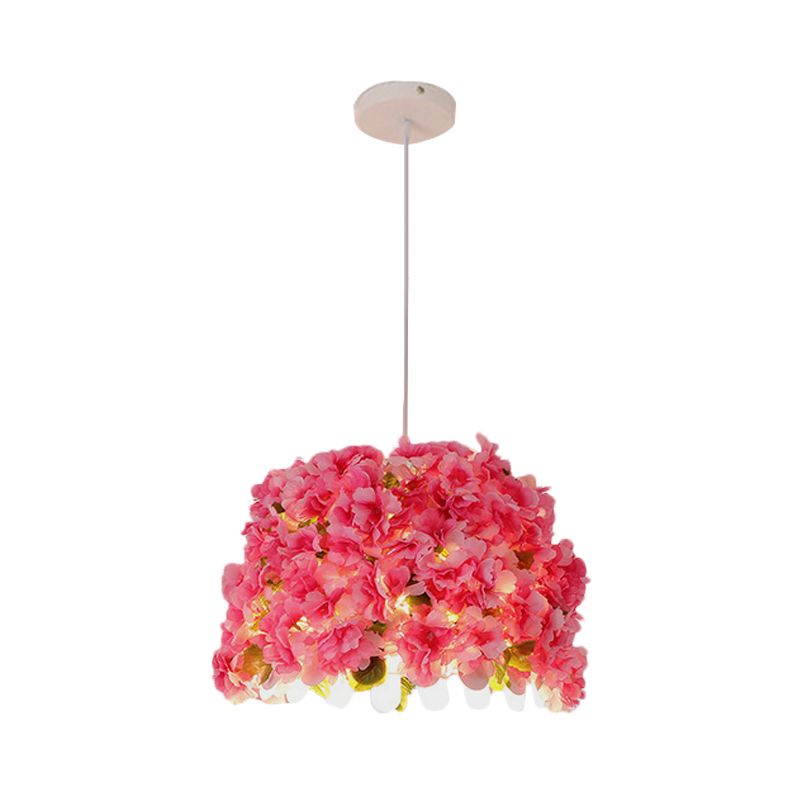 Metal Pink Drop Lamp Flower 1 Head Industrial LED Down Lighting Pendant for Restaurant