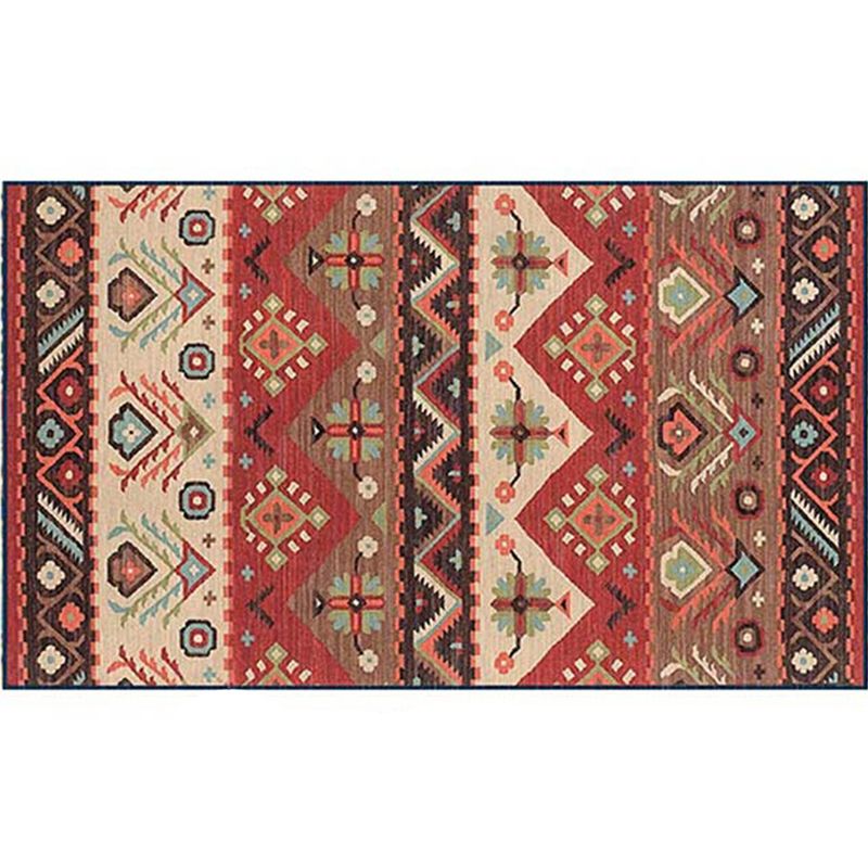 Rustic Tribal Patterned Rug Multi Colored Bohemia Rug Polyester Washable Non-Slip Backing Pet Friendly Carpet for Home