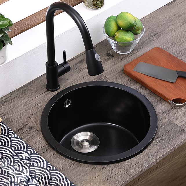 Quartz Kitchen Sink Modern Single Bowl Kitchen Sink with Round Shape