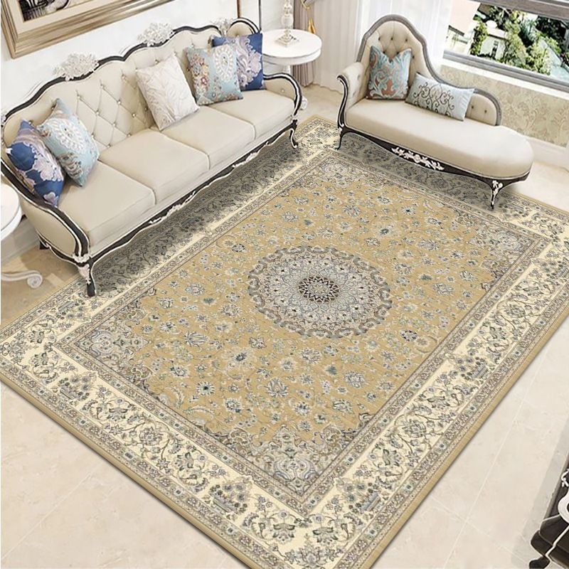 Moroccan Medallion Print Indoor Rug Polyester Carpet Stain Resistant Area Rug for Home Decoration