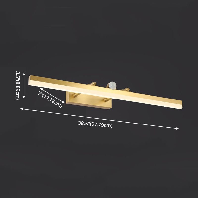 Modern Luxury Style Streamlined Wall Mounted Vanity Lights Copper Vanity Wall Light Fixtures with Intelligent Sensor