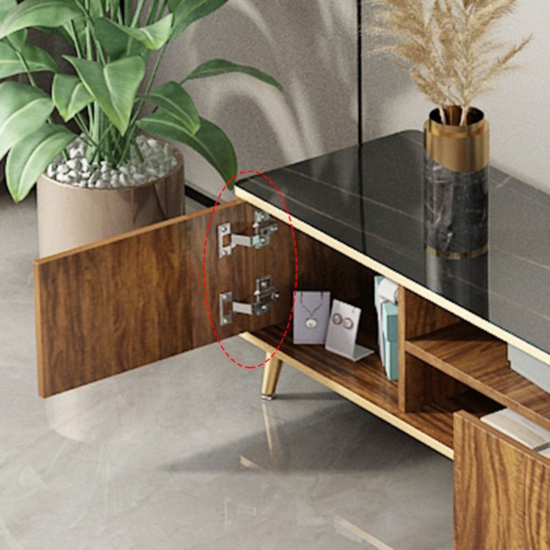 Glam Rectangle TV Stand Console with Golden Legs for Living Room