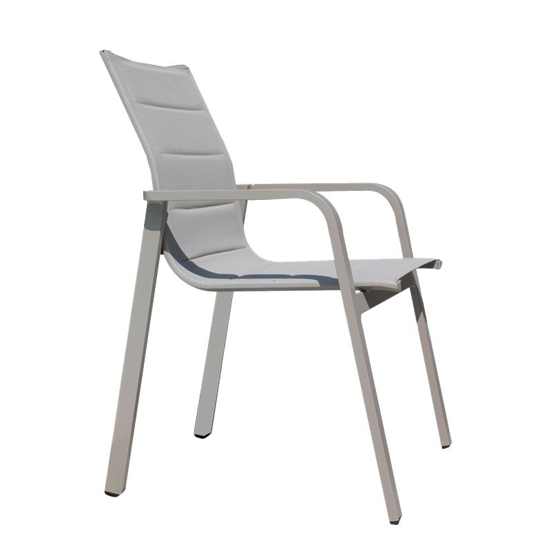 Contemporary Gray Outdoor Bistro Chairs Open Back Patio Dining Armchair