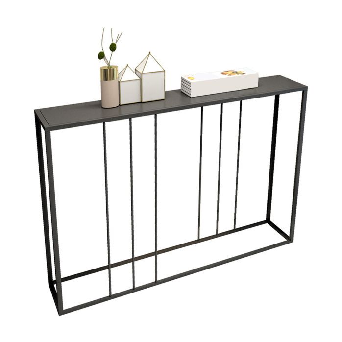 Contemporary Iron Console Sofa Table Rectangle Black End Table for Hall