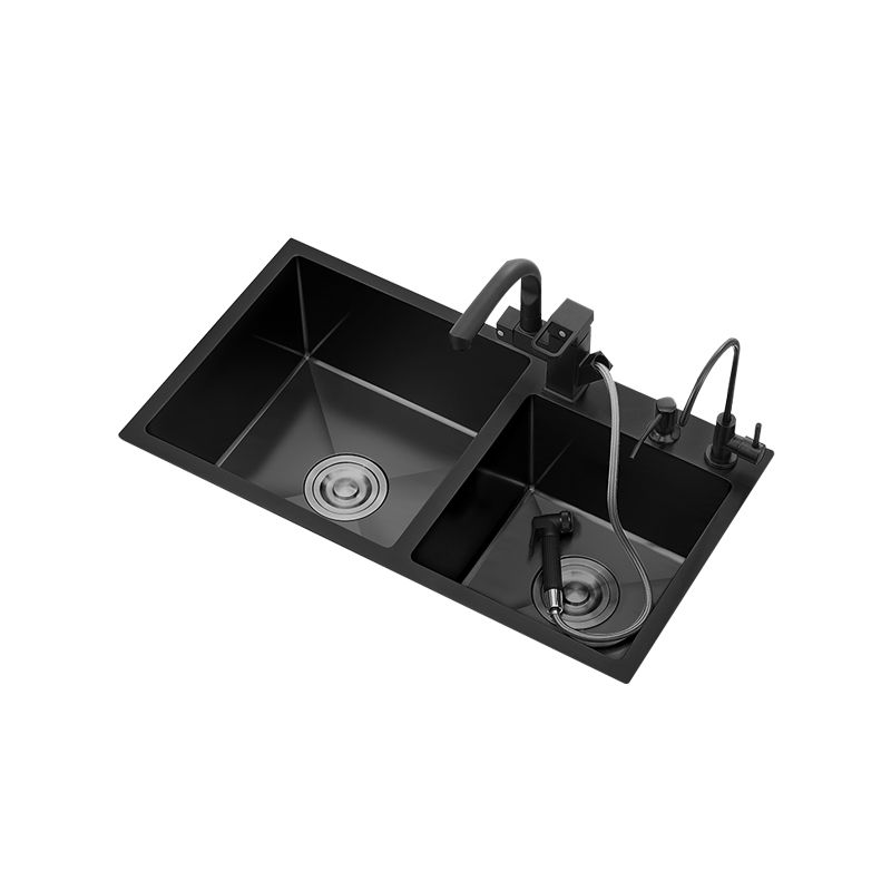 Scratch Resistant Kitchen Sink Stainless Steel Double Sink Black Undermount Kitchen Sink