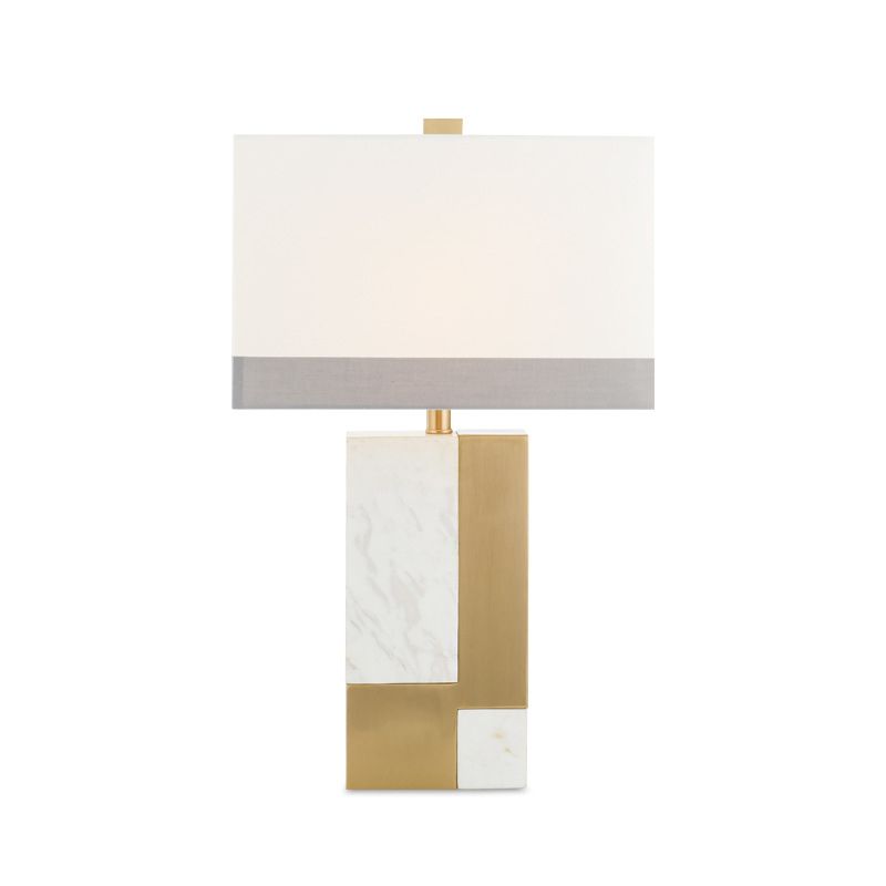 1 Head Study Desk Light Modern White Night Table Lamp with Rectangle Fabric Shade