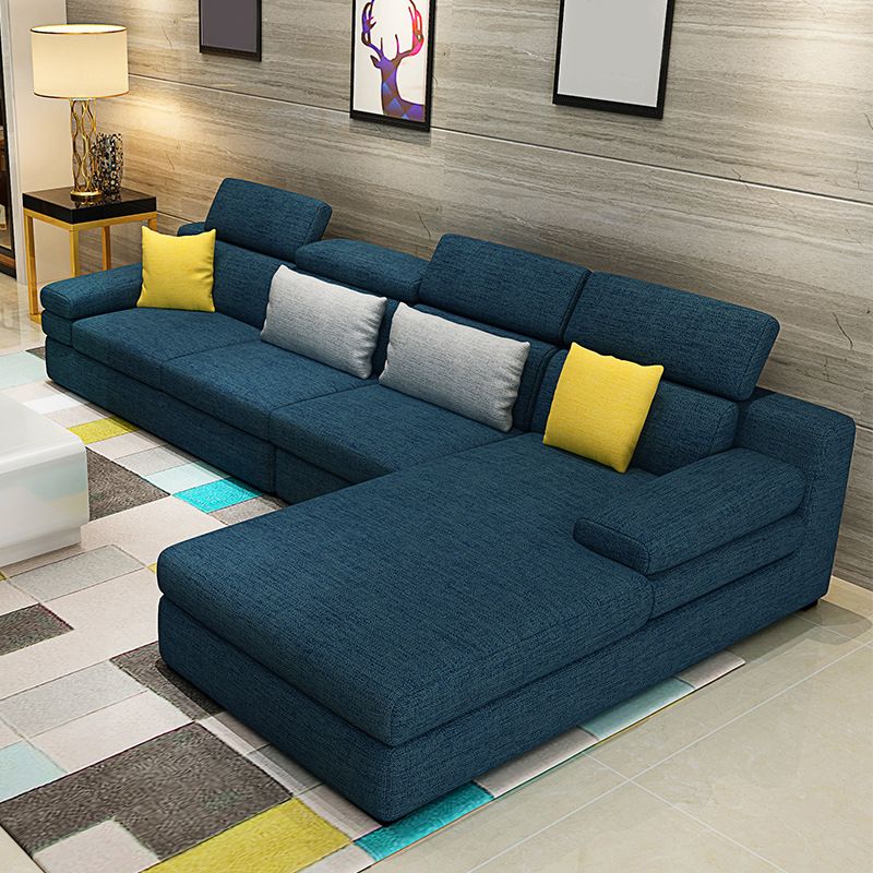 Scandinavian L-Shape Sectional with Pillow Top Arm for Four People