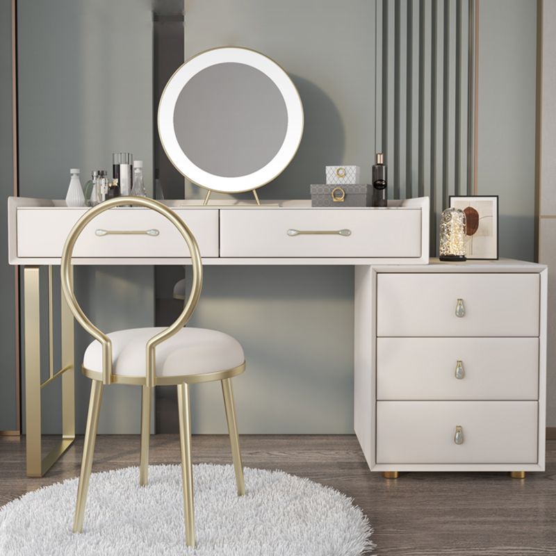 Glam Slate Top Vanity Dressing Table Beige Makeup Vanity Desk