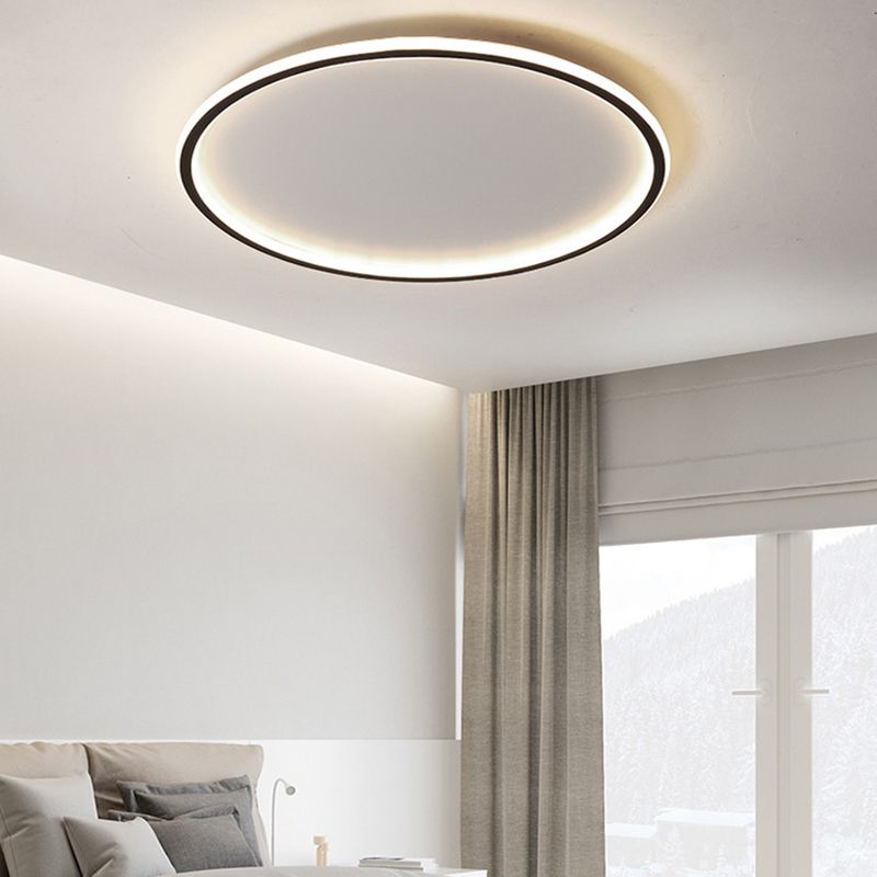 Cerchio vicino all'illuminazione a soffitto Lampada da incasso a LED in acrilico stile semplice per camera da letto in nero