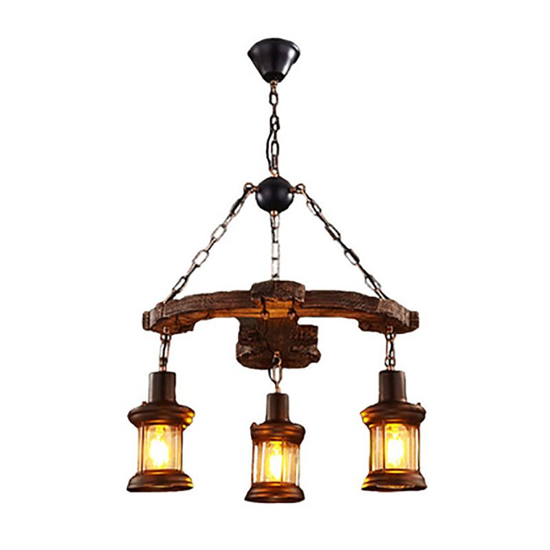 Wood Anchor Shape Chandelier Lighting Coastal Coffee Shop Pendant Light in Beige