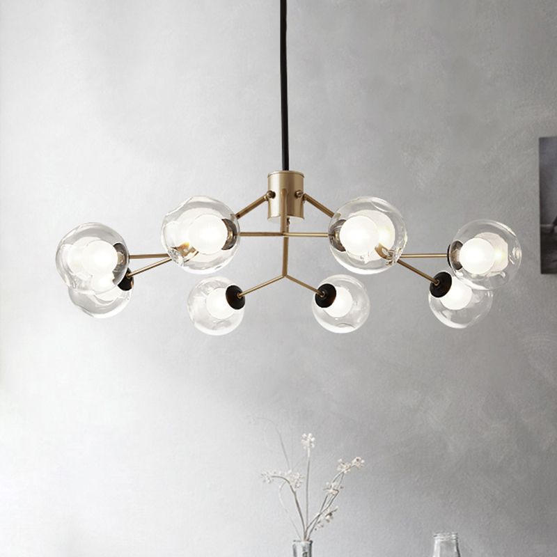 Contemporary Twig Shaped Chandelier with Orb Shade 3/6/8/10 Heads Metallic Pendant Light for Dining Room