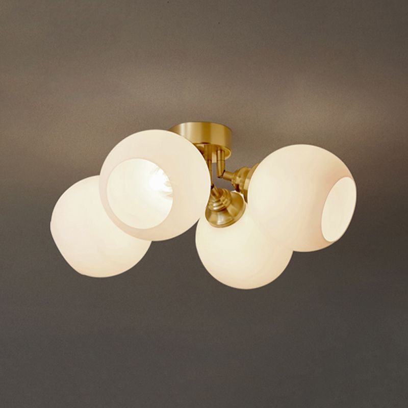 Modern Simple Copper Ceiling Light Ball Shape Ceiling Lamp for Bedroom