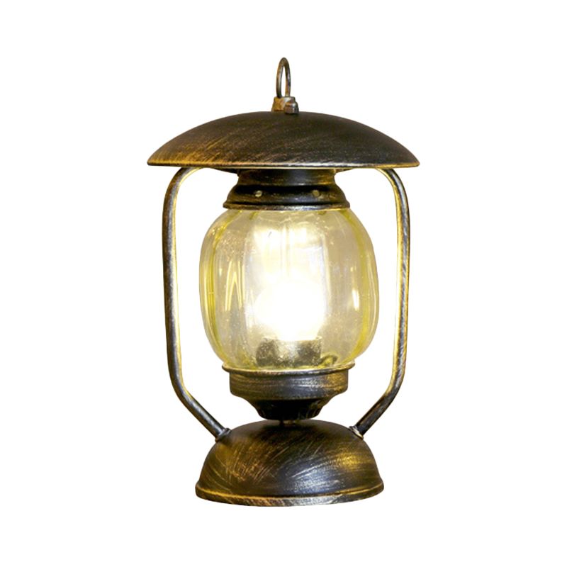 1 Light Kerosene Table Lighting Factory Brass/Copper Finish Tan Glass Desk Lamp for Study Room