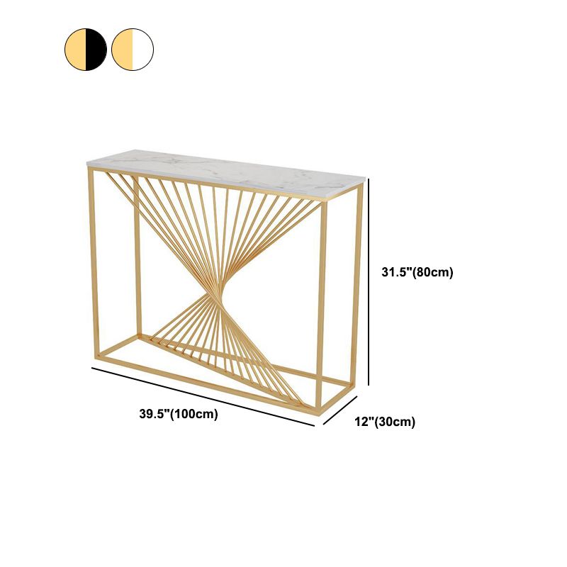 Glam Scratch Resistant Stain Resistant Rectangle Marble Frame Console