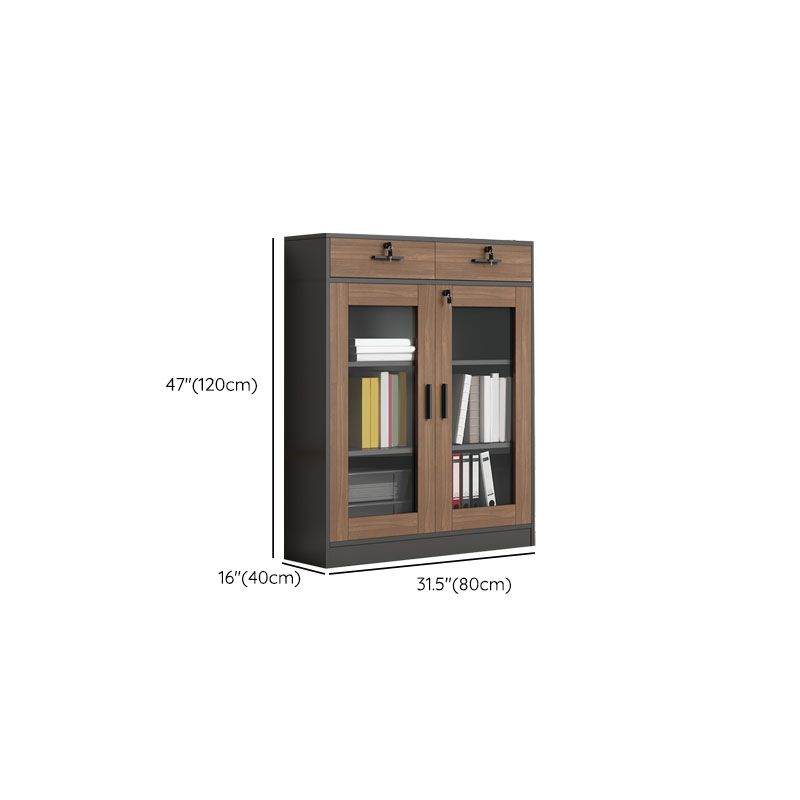 Contemporary File Cabinet Solid Wood Frame Vertical File Cabinet with Key Lock