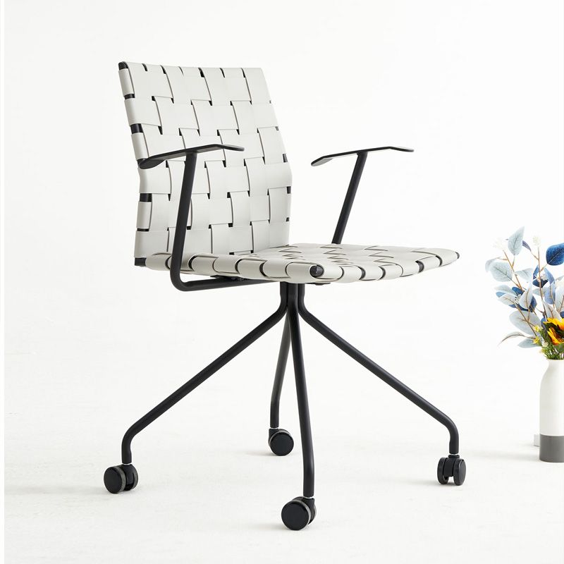 Contemporary Fixed Arms Conference Chair Gray Chair for Office