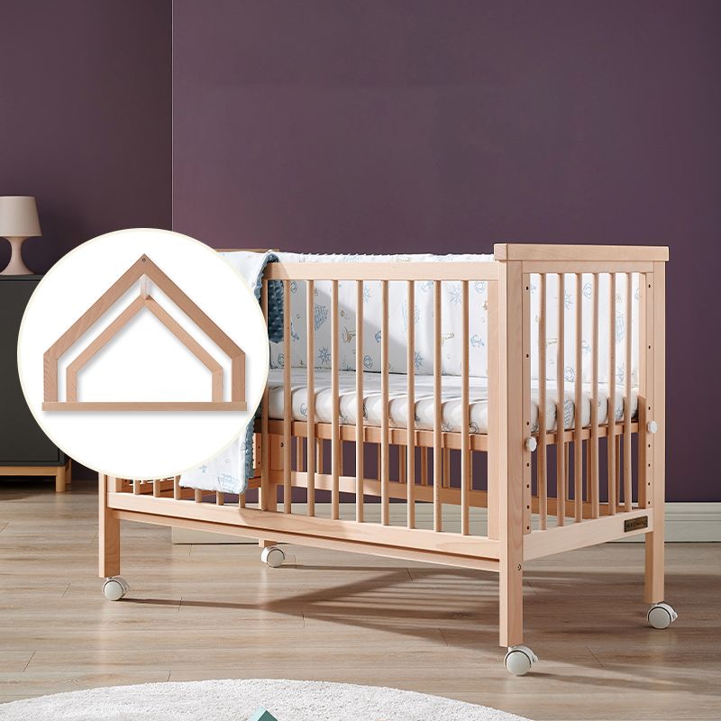 Rectangle Movable Crib Home Solid Wood Adjustable Height Crib