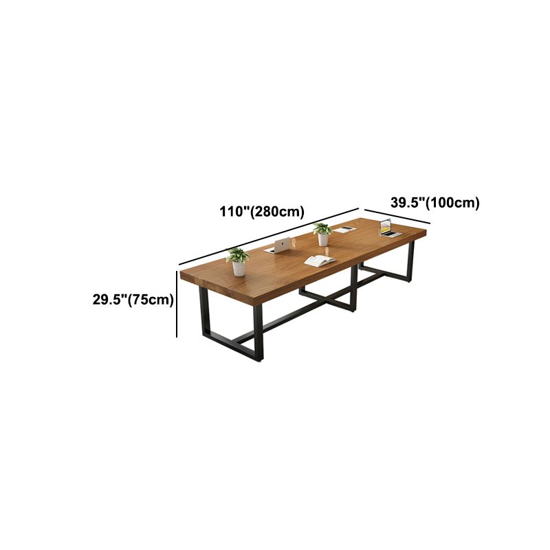 Solid Wood Industrial Office Desk Rectangle Fixed Writing Table