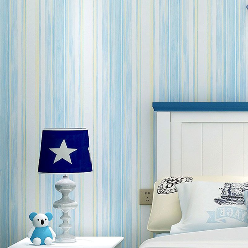 Vertical Stripes Wallpaper Roll for Boy's or Girl's Bedroom, Soft Color, 57.1 sq ft.