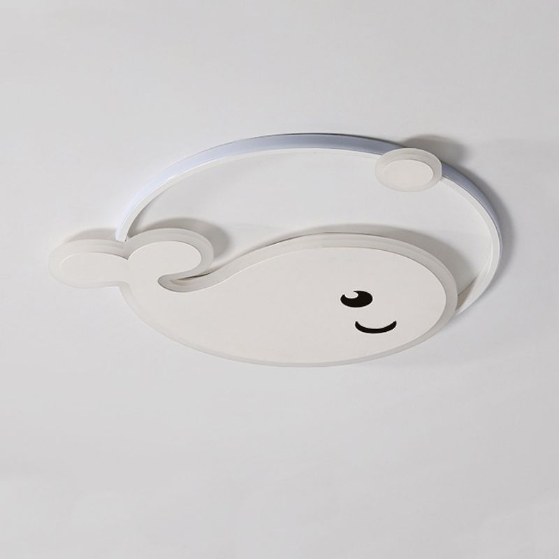 Whale Shape Flush Light Modern Style Metal 2 Light Flush Mount for Bedroom