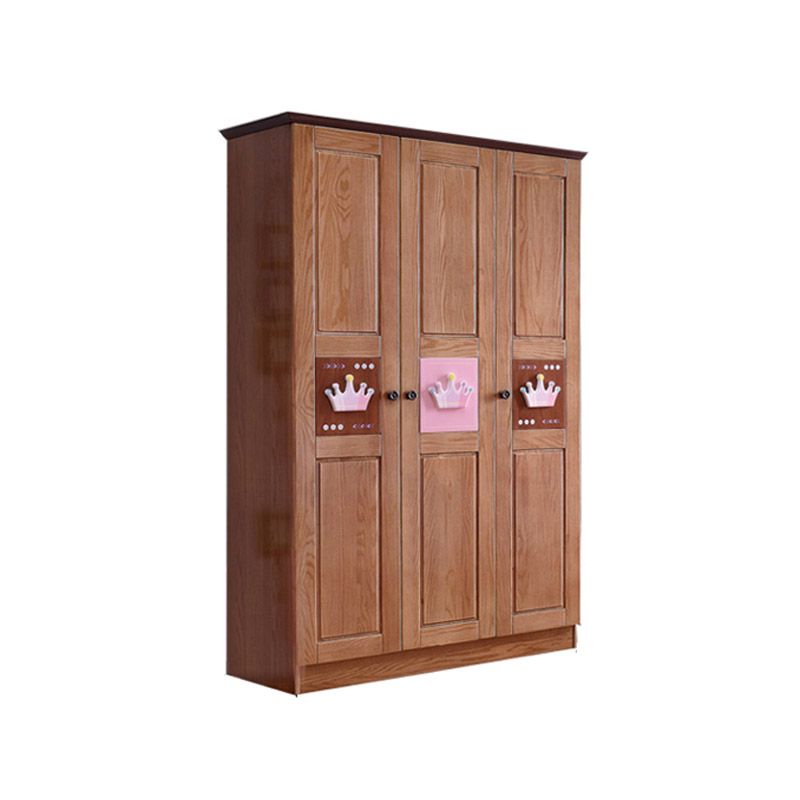 Modern Solid Wood Wardrobe Brown 2 Door Youth Armoire,47.2" D x 22.4" W x 79.9" H