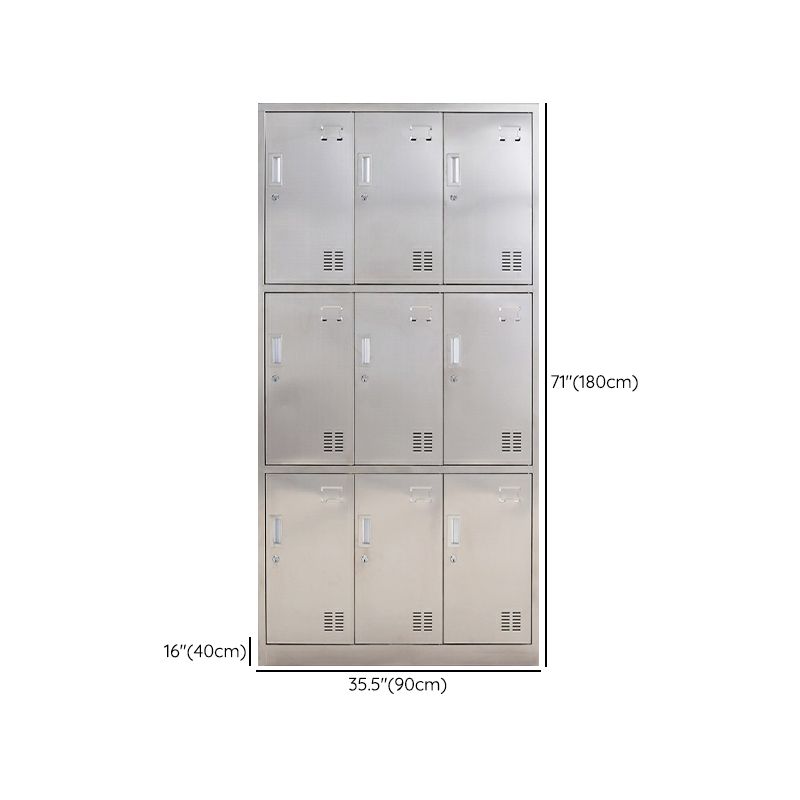 Silver Wardrobe Armoire Industrial Steel Wardrobe Closet with Lock