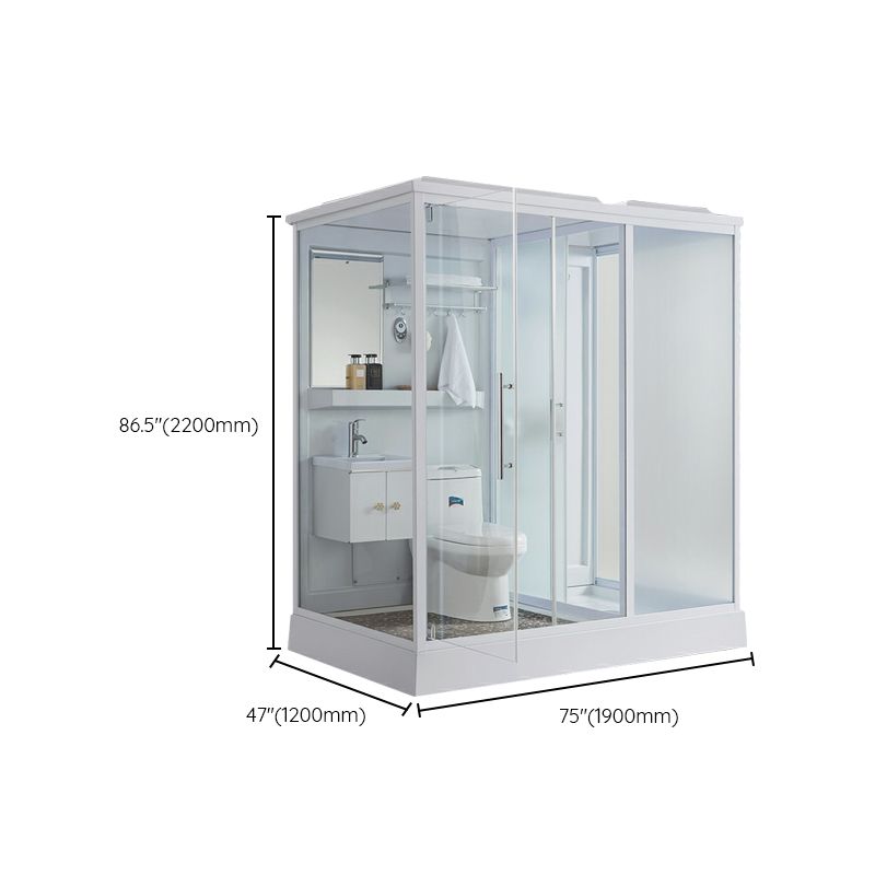 Contemporary Shower Enclosure Frosted Rectangle Shower Enclosure in White