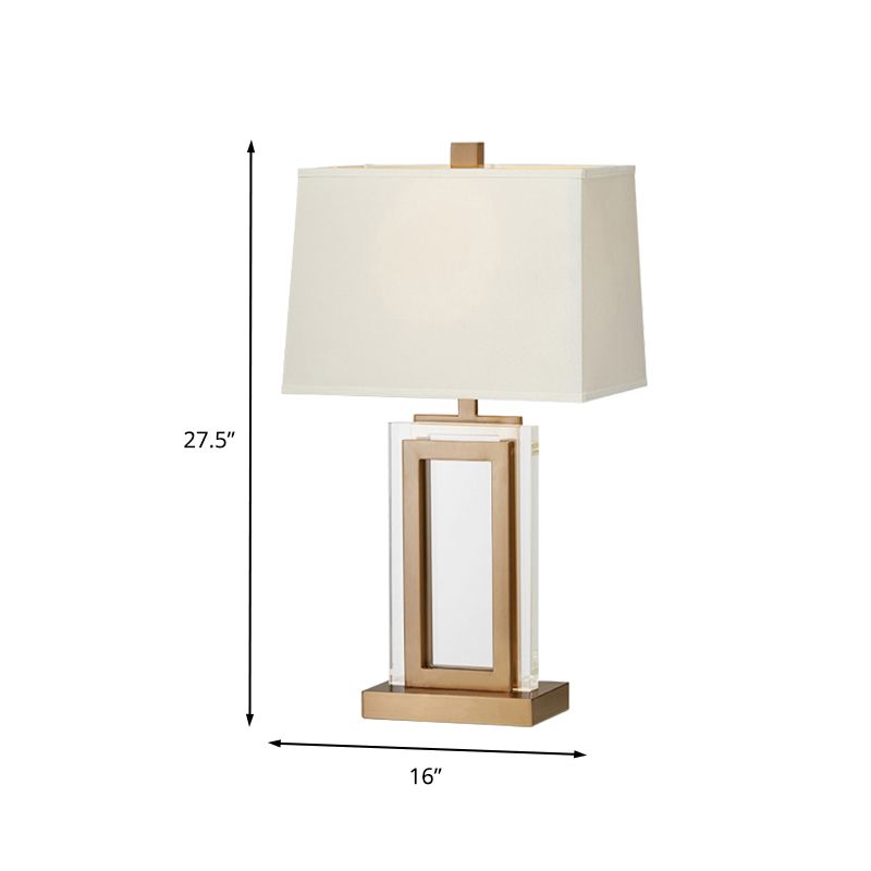 1 Head Trapezoid Shade Table Light Modern Fabric Small Desk Lamp in Gold for Bedside