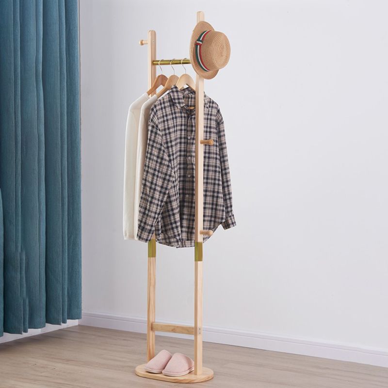 Solid Wood Coat Rack Hooks Hanging Rail Entryway Coat Hanger