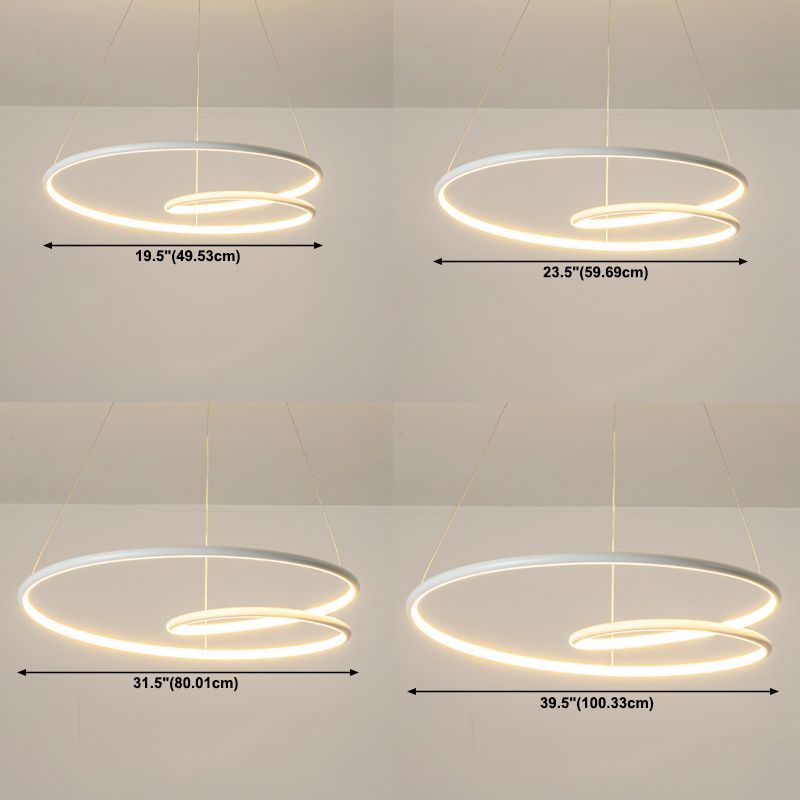 Spiral Living Room Pendant Light Kit Metal LED Nordic Hanging Lamp Kit in White