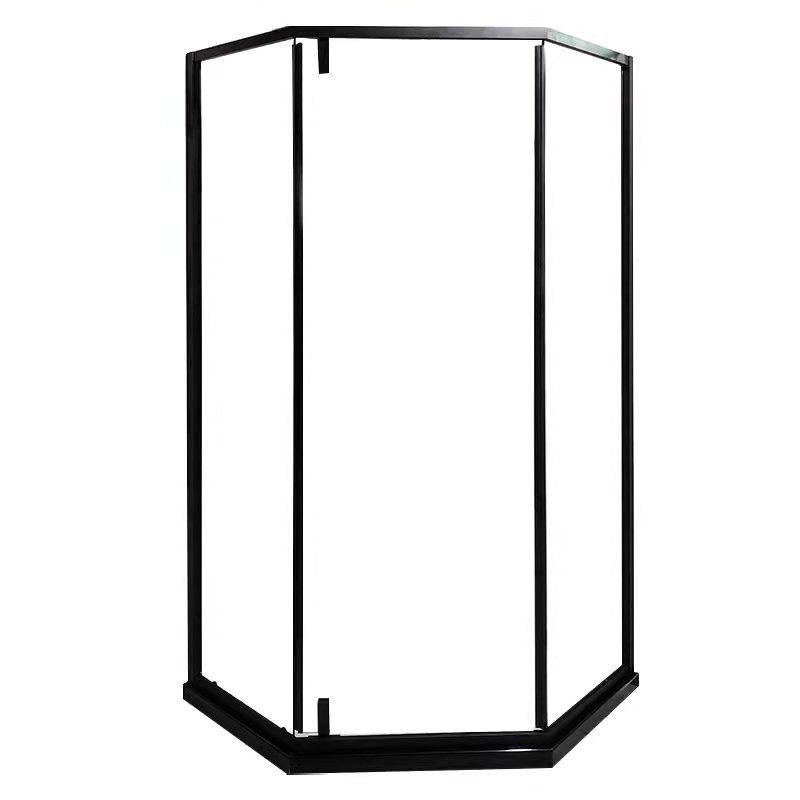 Transparent Diamond Shape Glass Shower Bath Door Metal Black Framed Shower Door