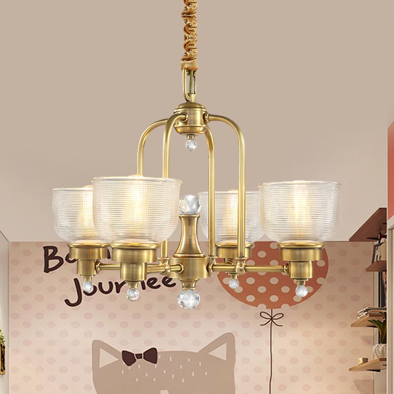 PRISMATIC Glass Gold sospeso Ciotola Chandelier Shade 4/6 luci a sospensione in metallo colonialista Luce a sospensione per cucina