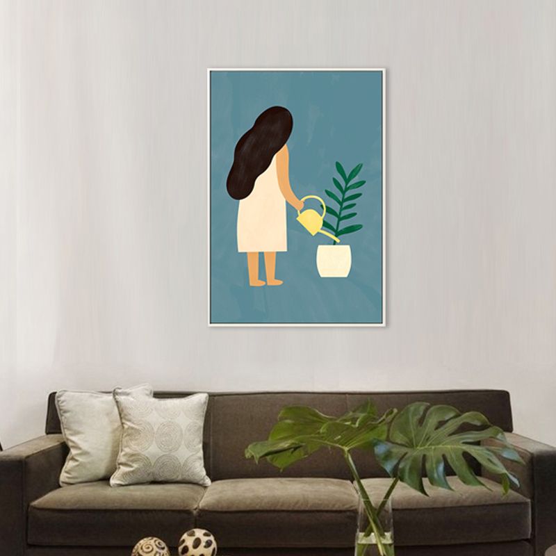 Scandinavian Maiden Canvas for Dining Room Illustration Wall Art, Multiple Sizes