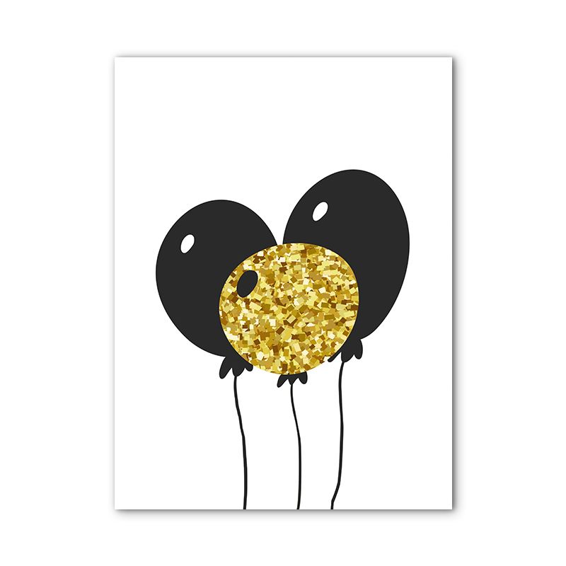 Textured Balloon Canvas Scandinavian Wall Art Print in Black for Kids Bedroom, Multiple Sizes