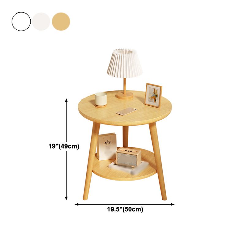 Round Modern Nightstand Imitation Wood Open Storage Night Table with Legs