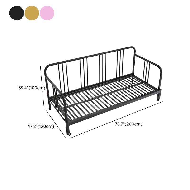 Scandinavian Iron Solid Color Daybed with Slat Headboard Kid Bed