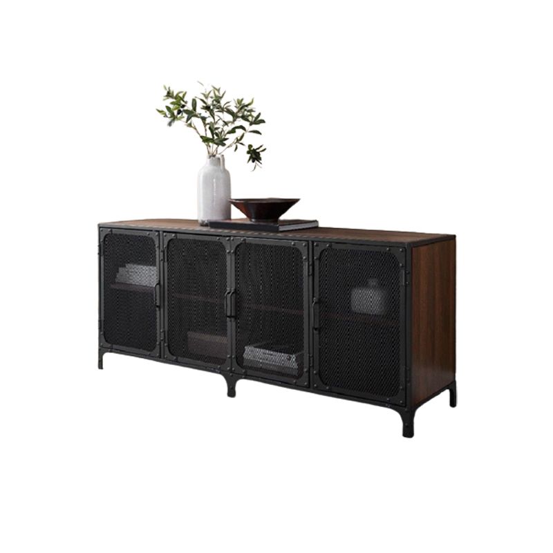 Industrial Pine TV Stand Console Enclosed Storage TV Media Stand for Living Room