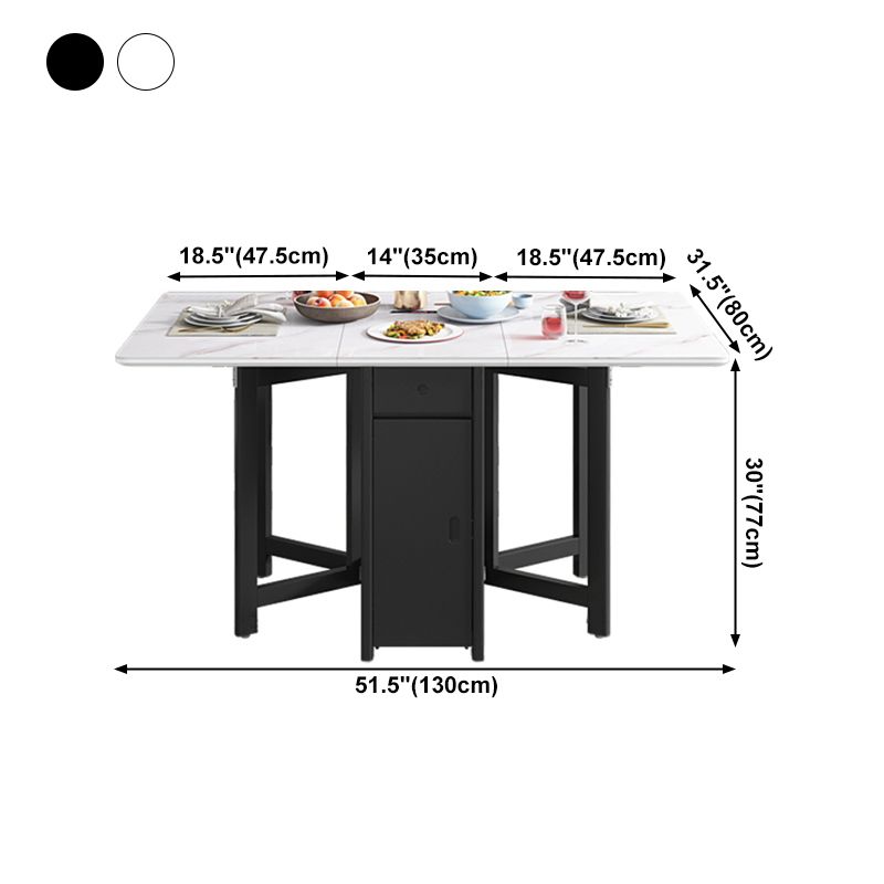 Rectangle Mid-Century Modern Dining Table Drop-Leaf Table with 4 Solid Wood Legs